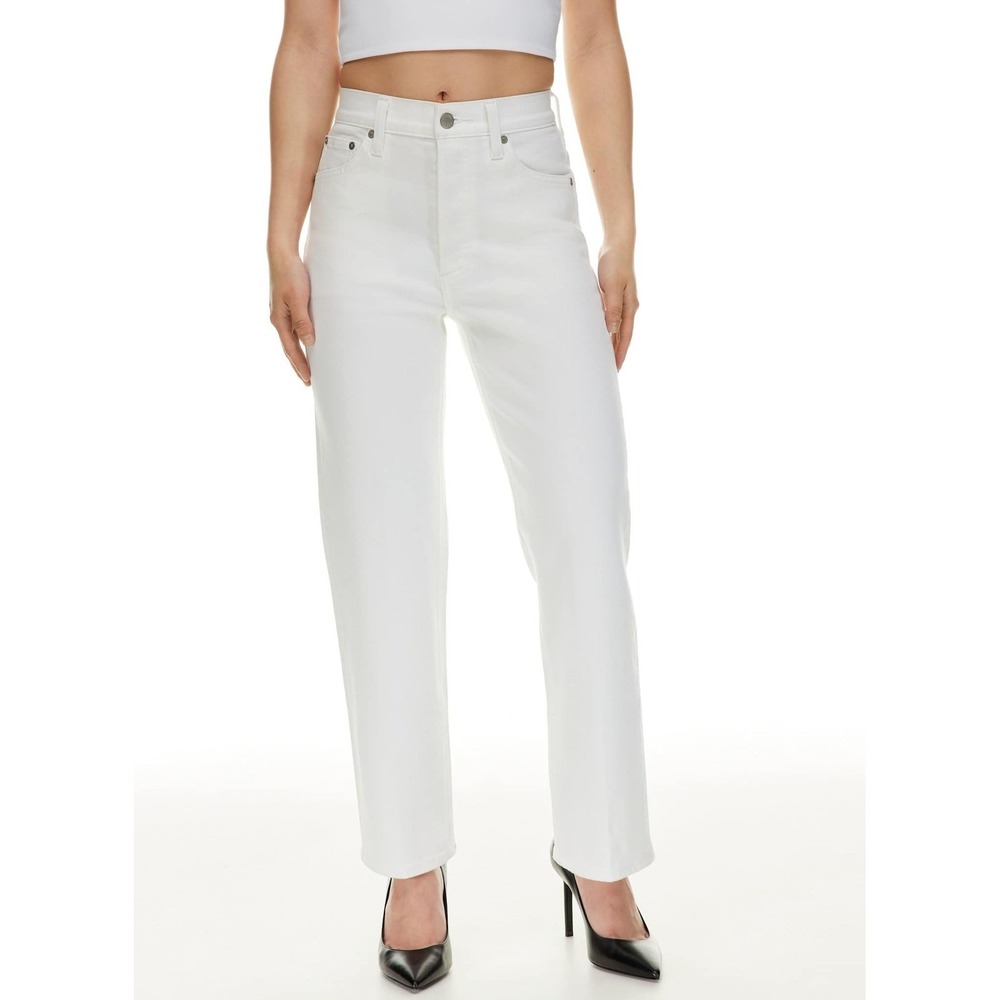 Denim Forum The Arlo High Rise Straight Jeans White 27L Aritzia Button Fly
